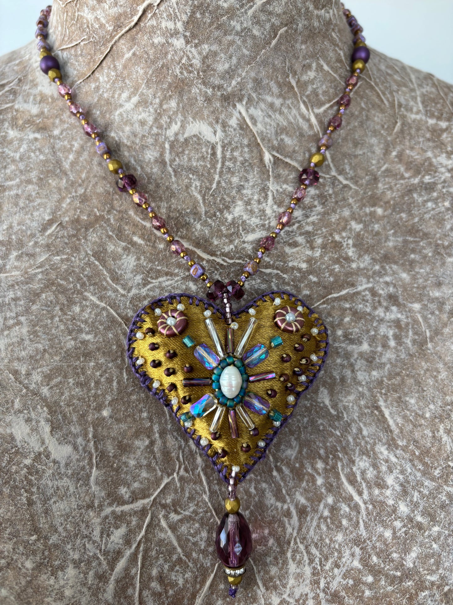 Fabric Heart Necklaces