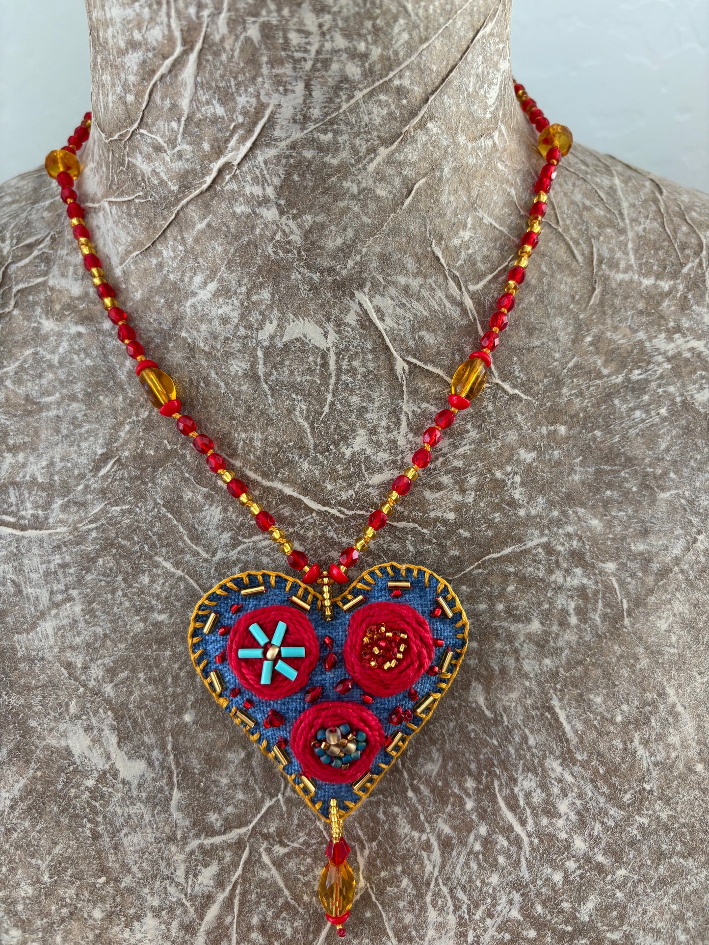Fabric Heart Necklaces