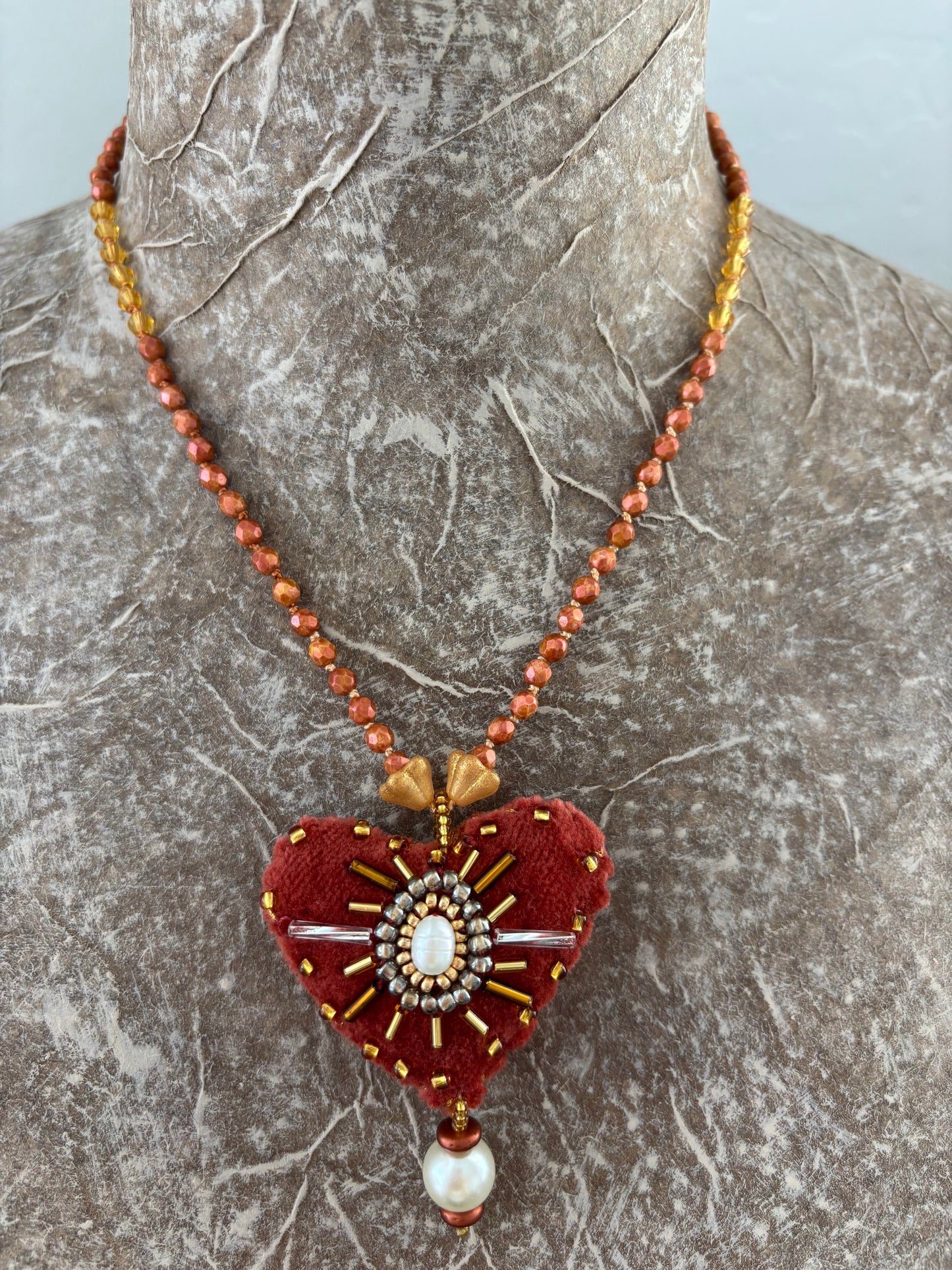 Fabric Heart Necklaces