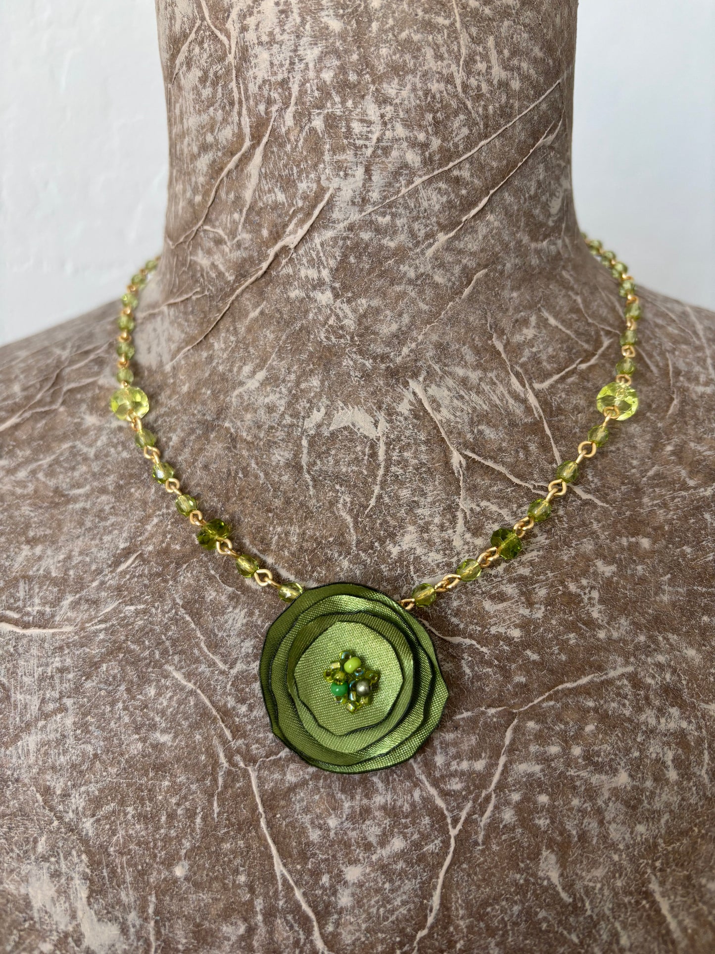 Fabric & Czech Glass Necklace
