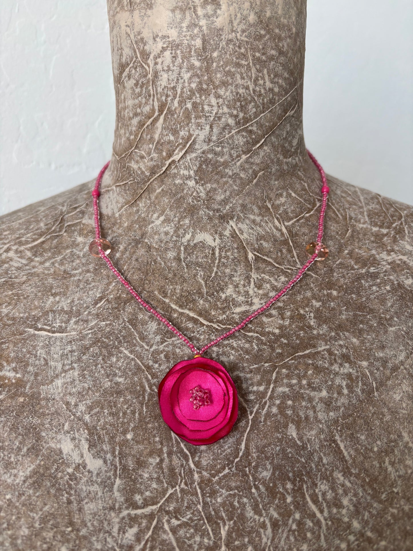 Fabric & Czech Glass Necklace