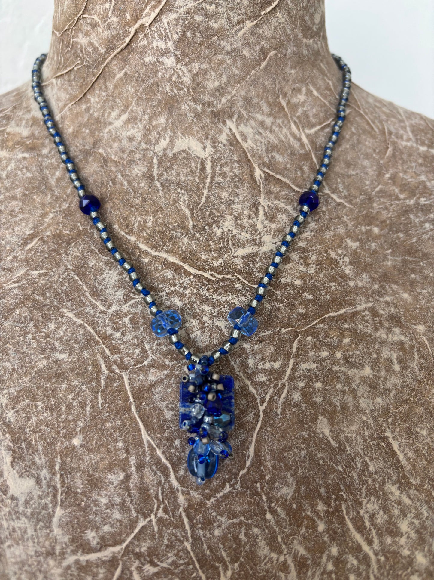 Semi Precious Stone and Czech Glass Necklace