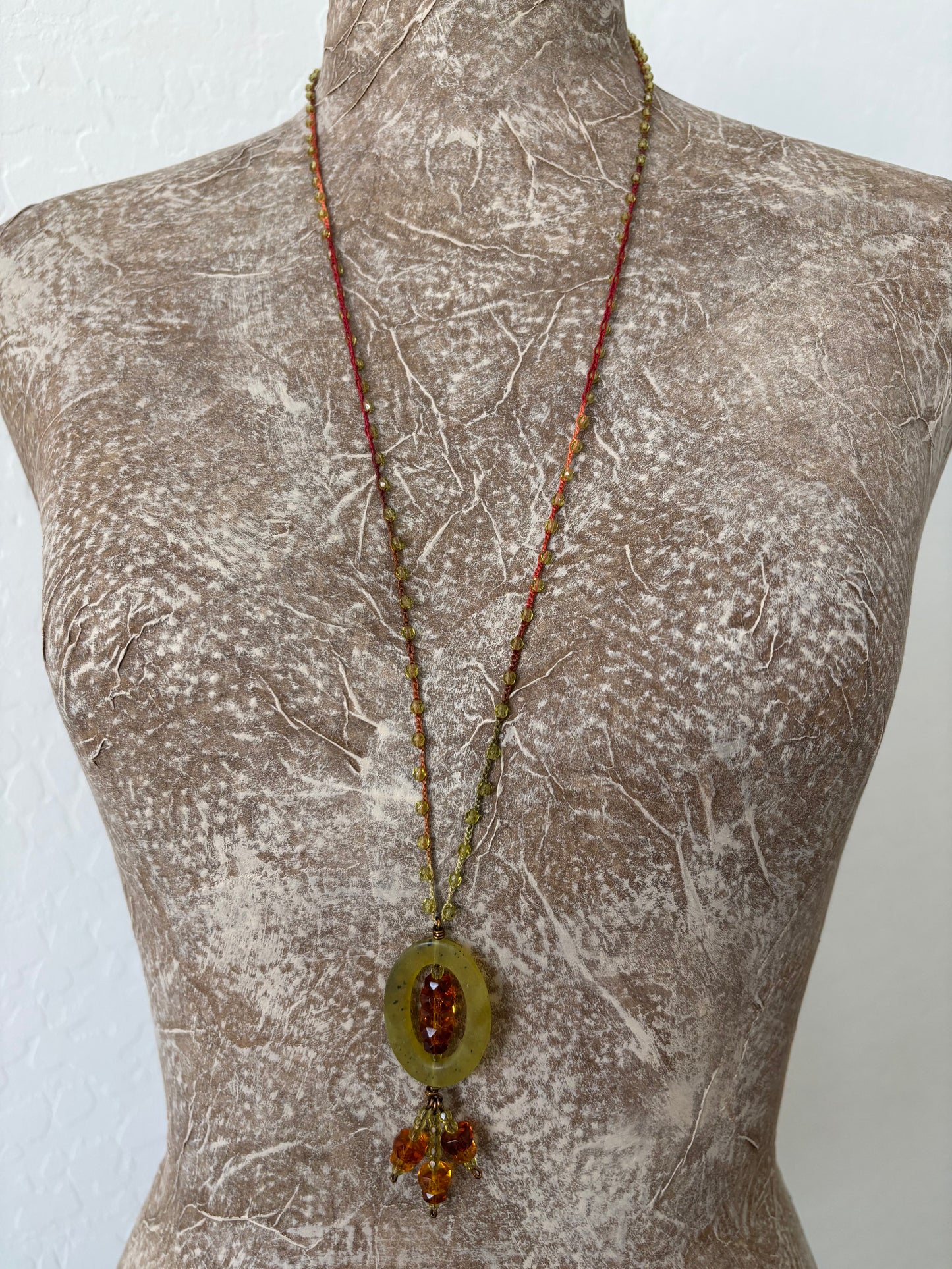 Czech Glass & Semi Precious Pendant Necklace