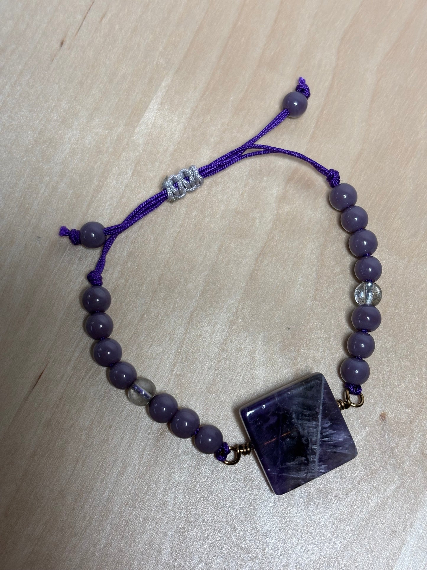 Adjustable Semiprecious & Glass Bracelet