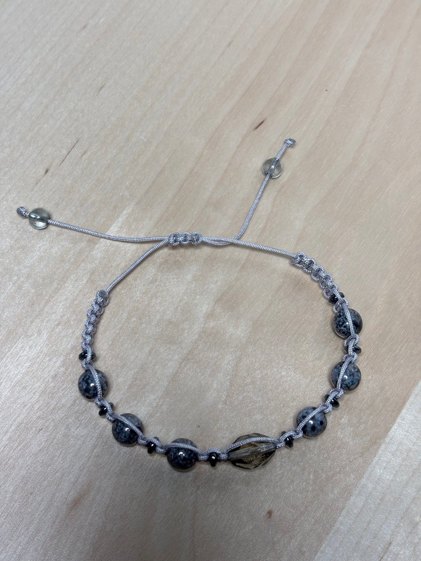 Adjustable Macrame Ceramic Czech Bracelet