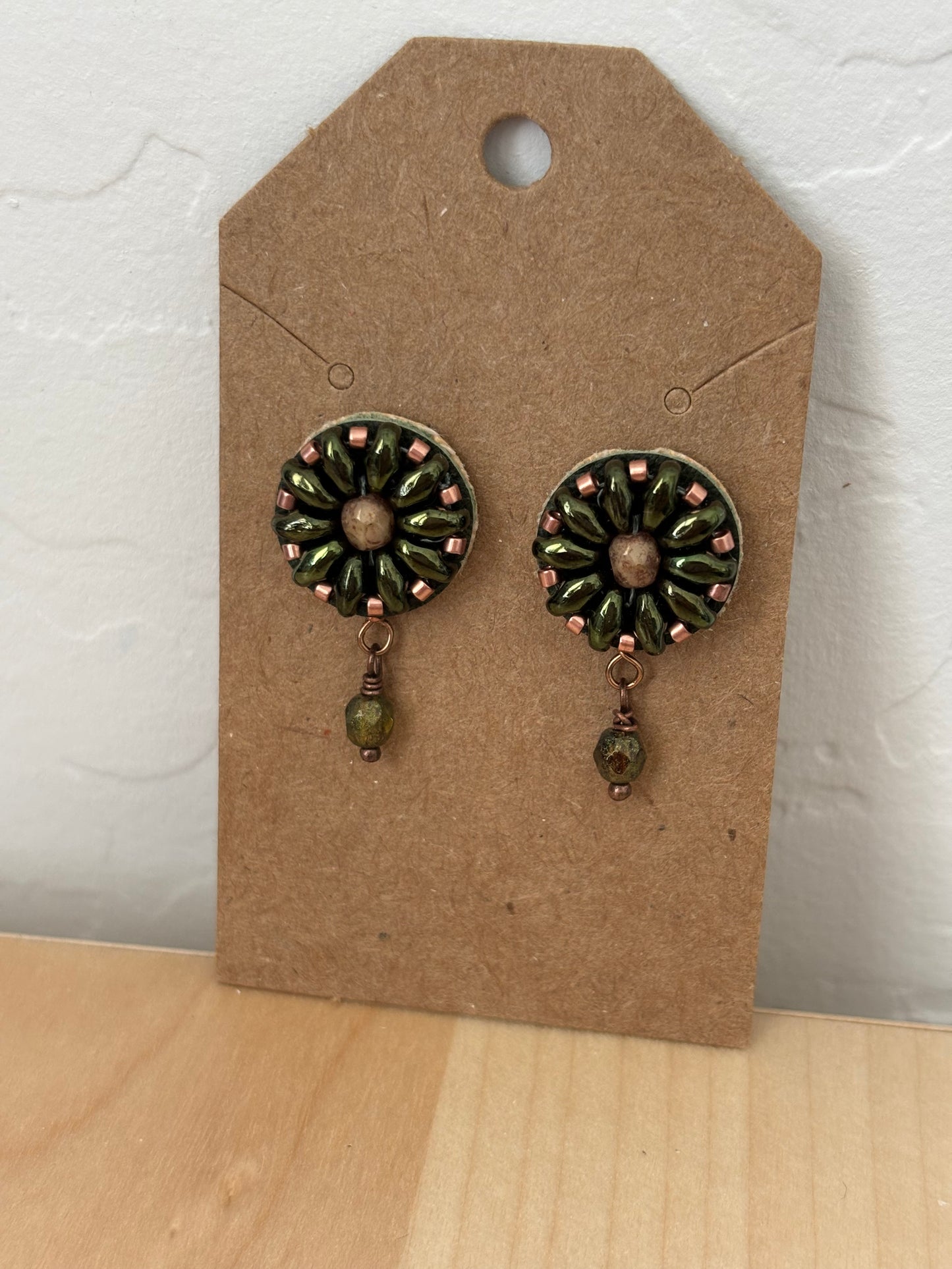Czech Glass Floral Design 1" Earrings