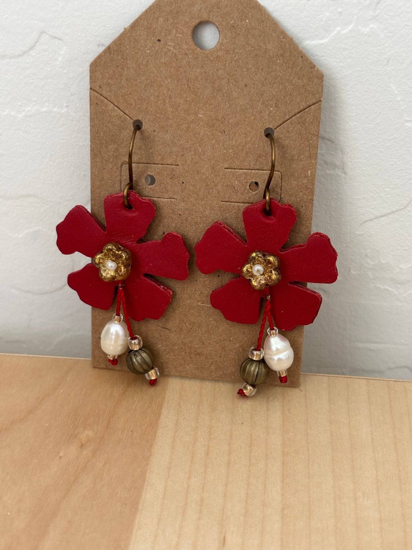 Leather and Pearl Earring