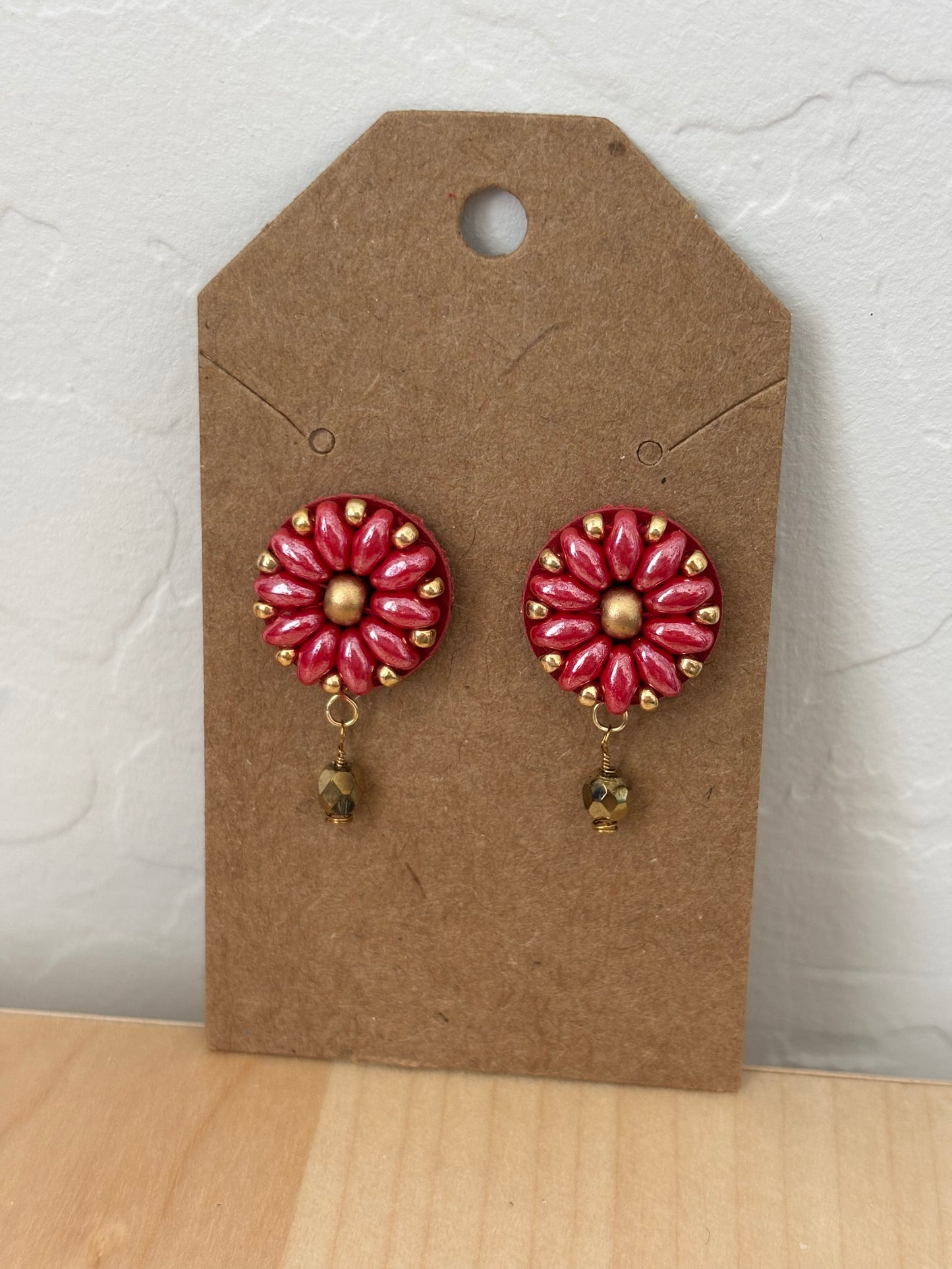 Czech Glass Floral Design 1" Earrings