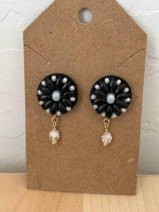 Czech Glass Floral Design 1" Earrings