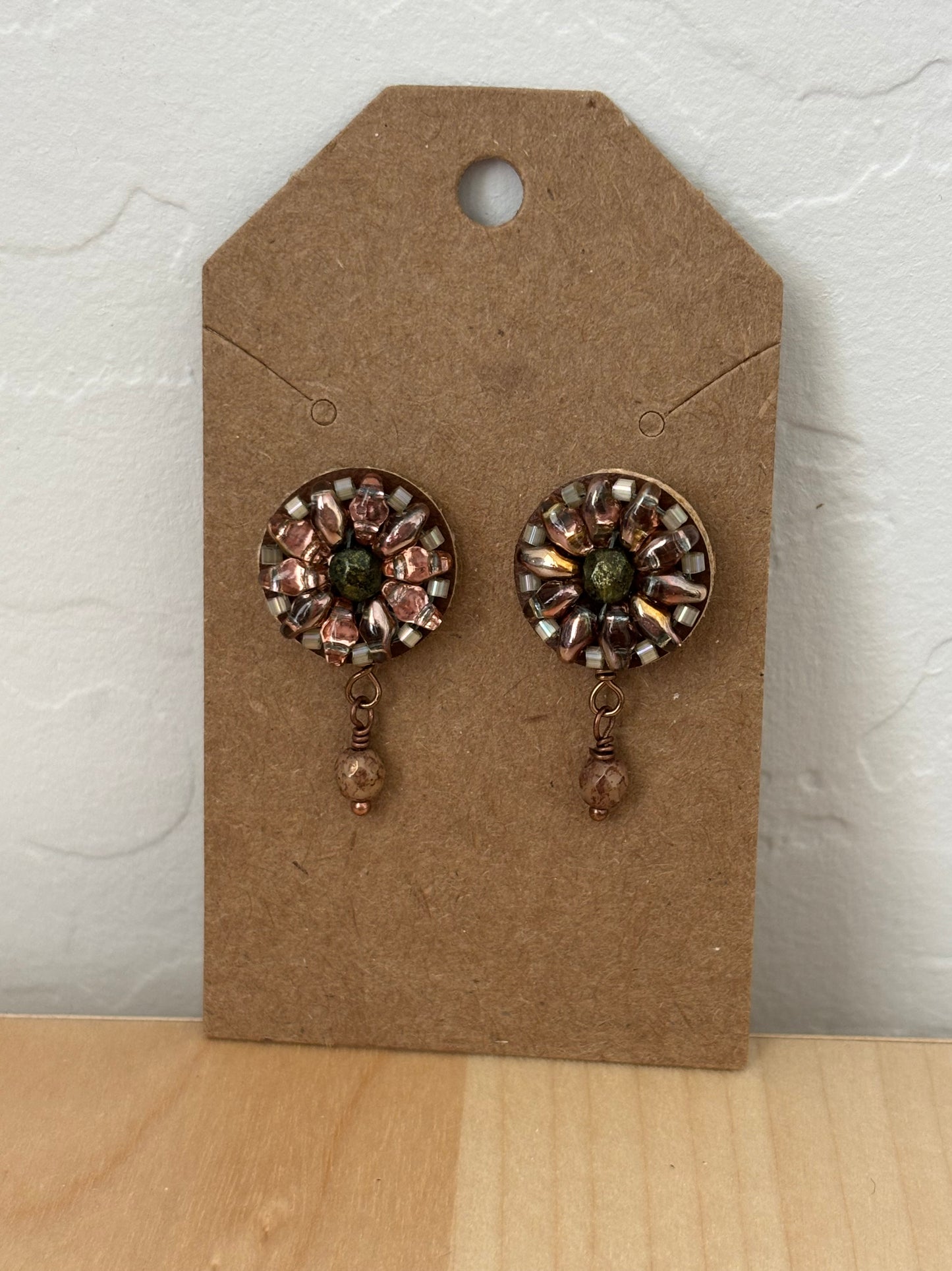 Czech Glass Floral Design 1" Earrings