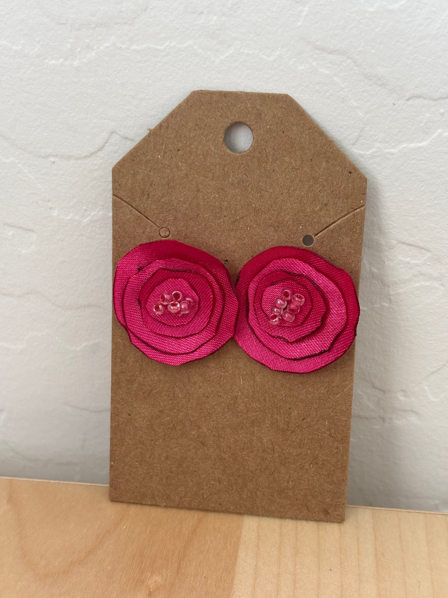 Fabric Rose Earrings