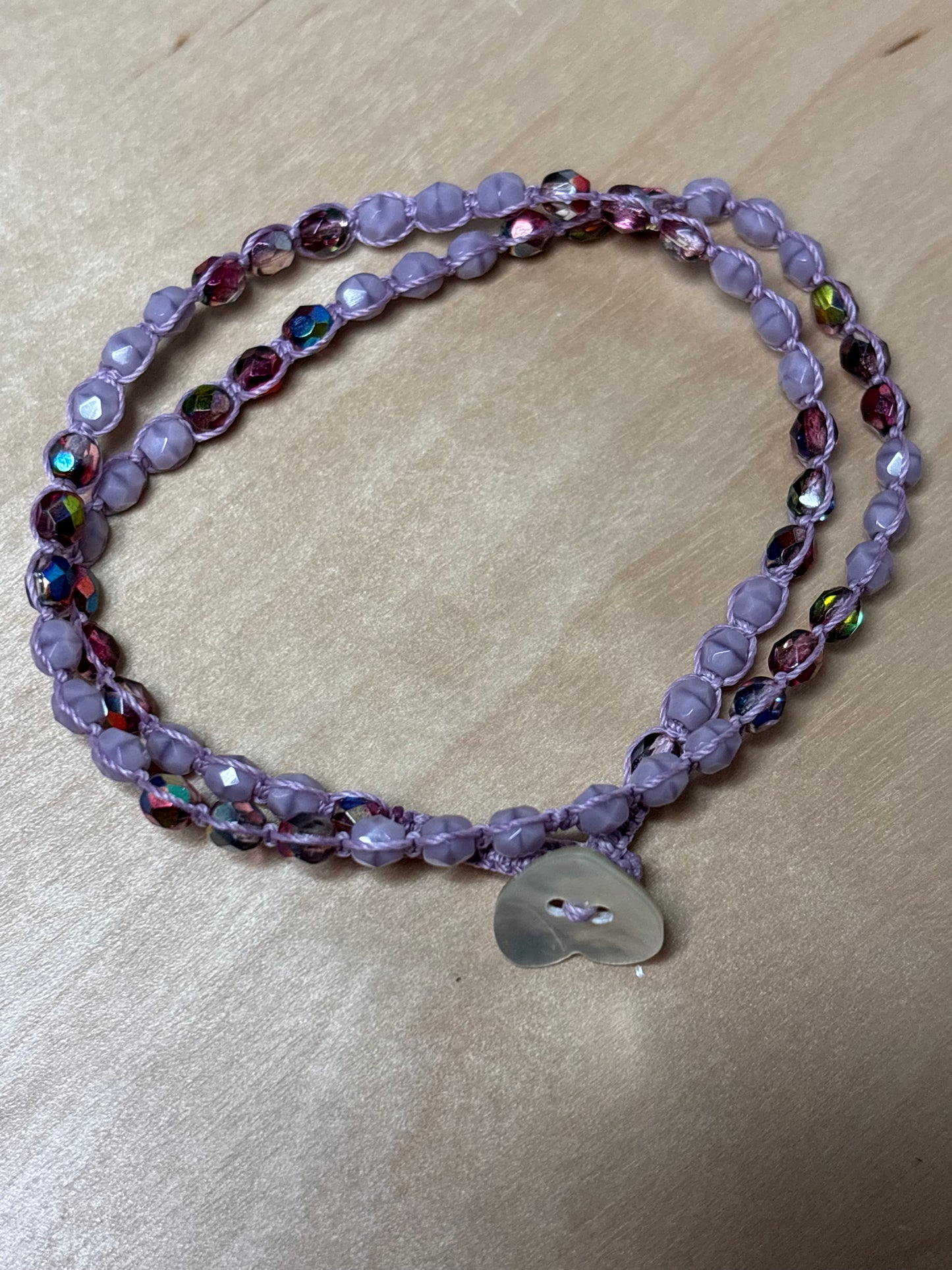 Double Strand Czech Glass Macrame Bracelet