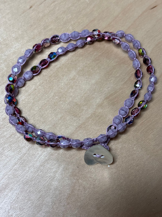 Double Strand Czech Glass Macrame Bracelet