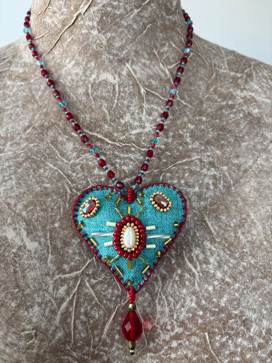 Fabric Heart Necklaces