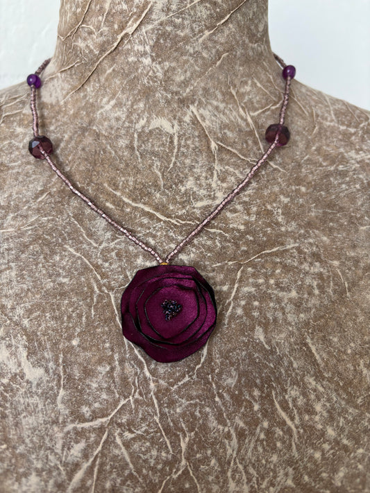 Fabric & Czech Glass Necklace