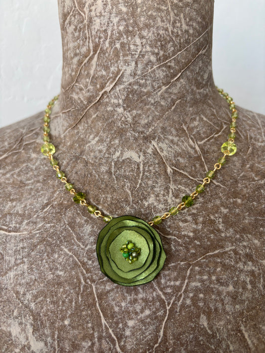 Fabric & Czech Glass Necklace
