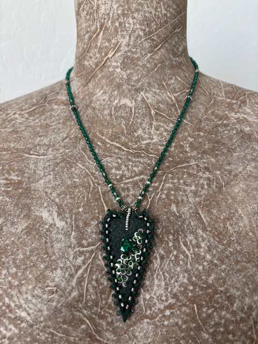 Leather & Crystal Necklace