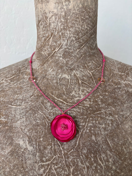 Fabric & Czech Glass Necklace