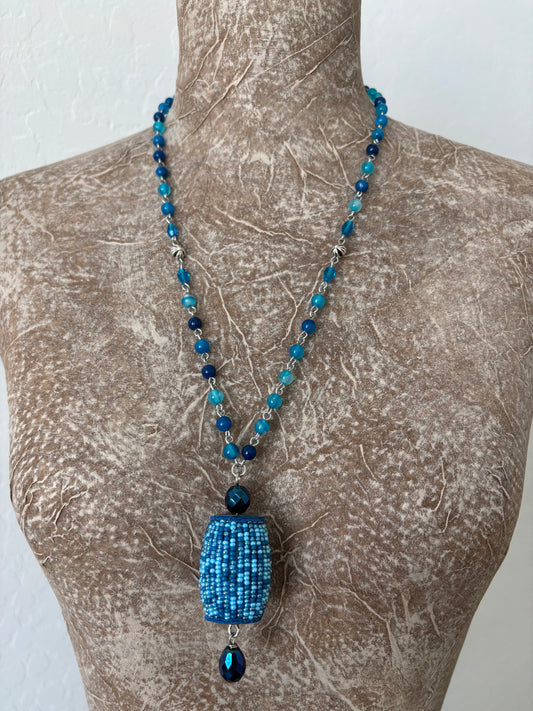 Semi Precious Stone & Czech Glass Necklace