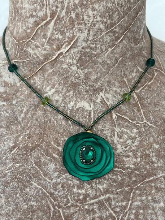 Fabric & Czech Glass Necklace