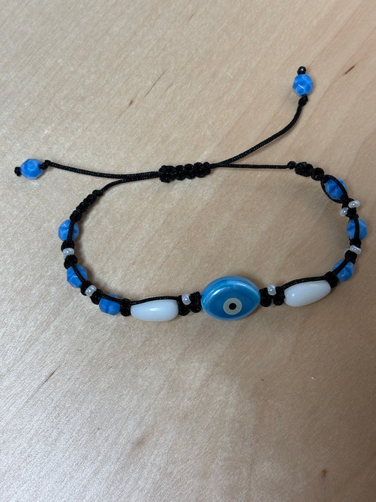 Adjustable Macrame Ceramic Czech Bracelet