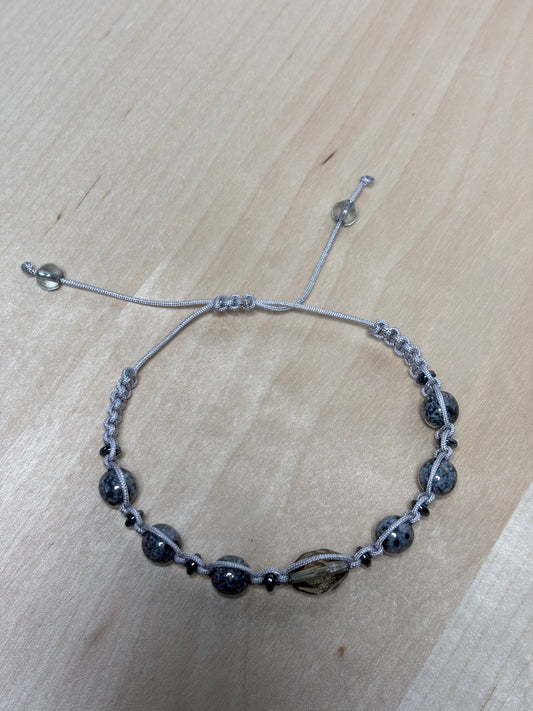 Adjustable Macrame Ceramic Czech Bracelet