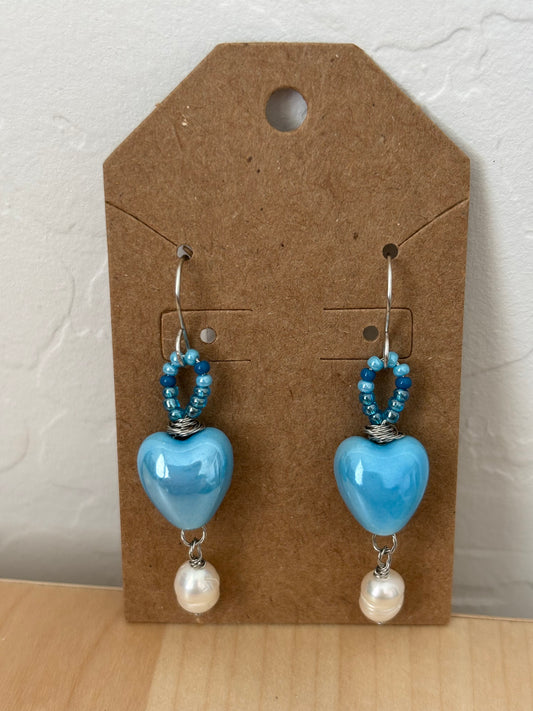 Ceramic & Peral 2" Earrings