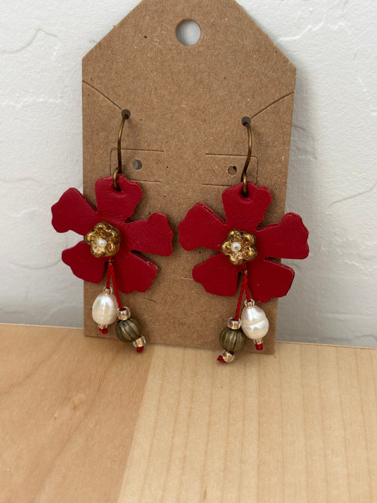 Leather and Pearl Earring