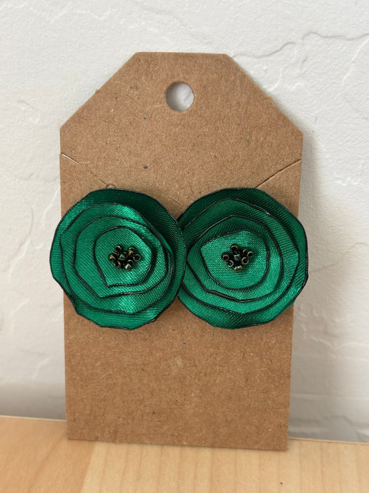 Fabric Rose Earrings