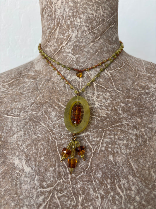 Czech Glass & Semi Precious Pendant Necklace